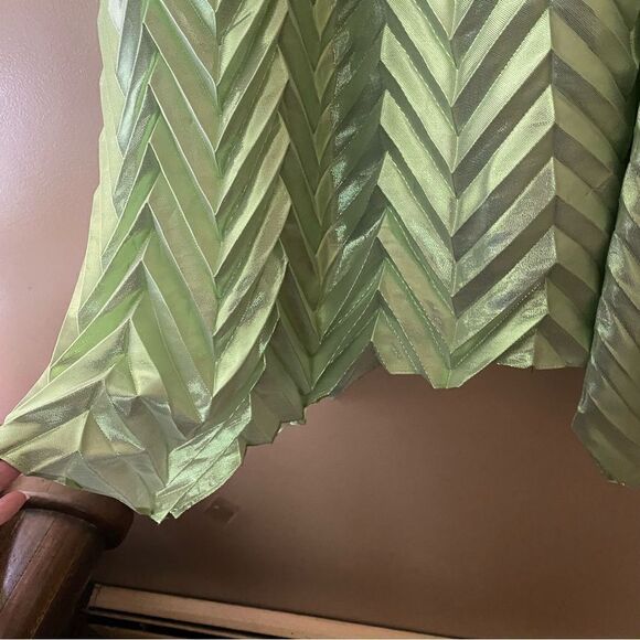 Jonathan Simkhai pleated silk blend midi skirt metallic green $631 NWT - Picture 11 of 13